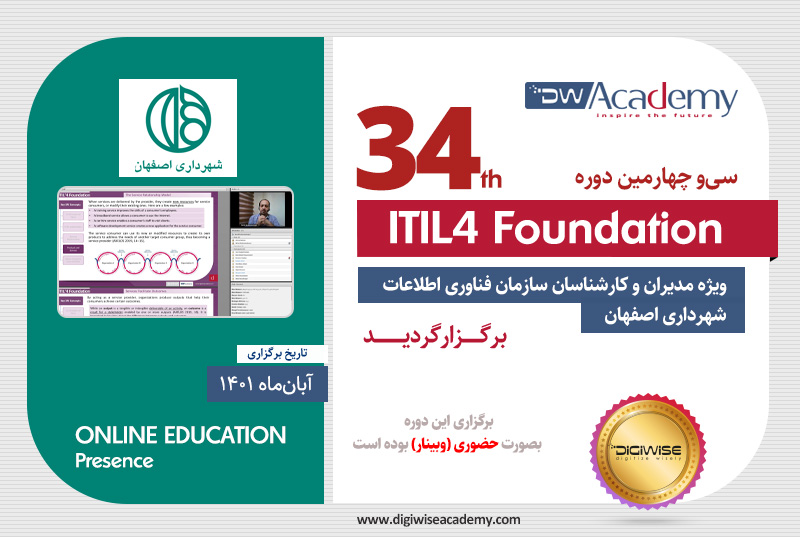 دوره آموزشی ITIL4 FOUNDATION - سازمان فناوری اطلاعات شهرداری اصفهان